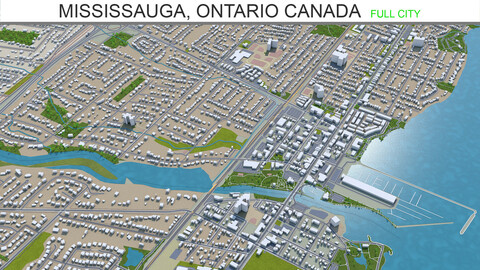 Mississauga city Ontario Canada 3d model 40km