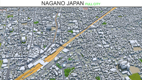Nagano city Japan 3d model 40km