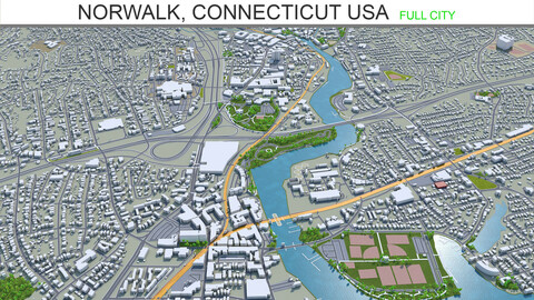Norwalk city Connecticut USA 3d model 20km