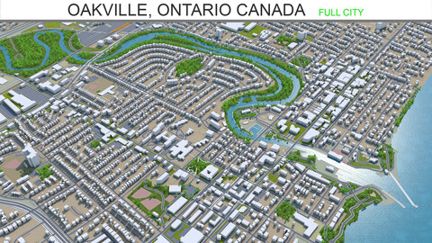 Oakville city Ontario Canada 3d model 25km