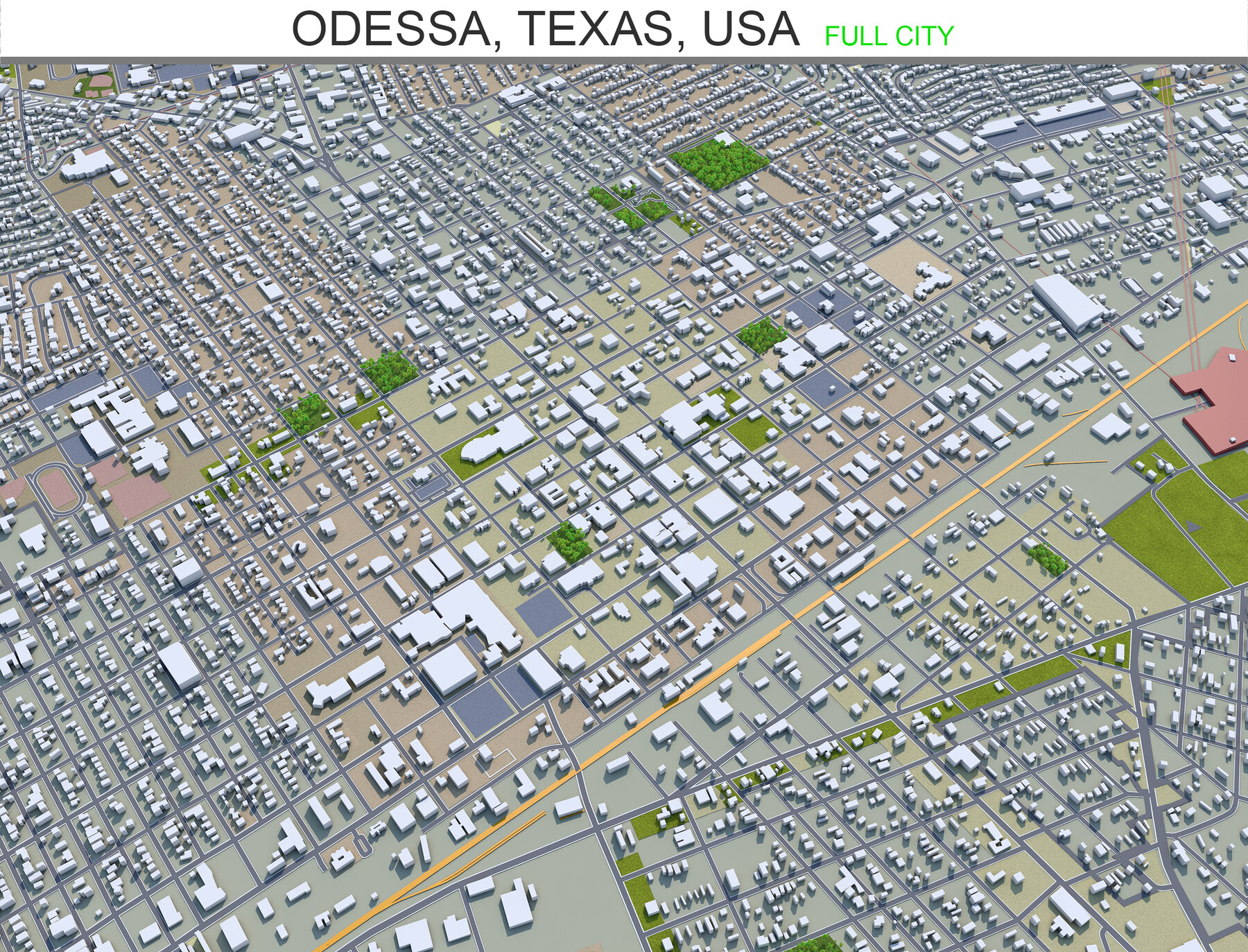 City Of Odessa Gis Maps Turbocg 3D Models - Odessa City Texas Usa 3D Model 30Km