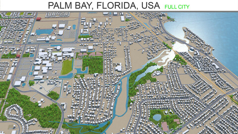 Palm Bay city Florida USA 3d model 30km