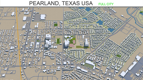 Pearland city Texas USA 3d model 30km