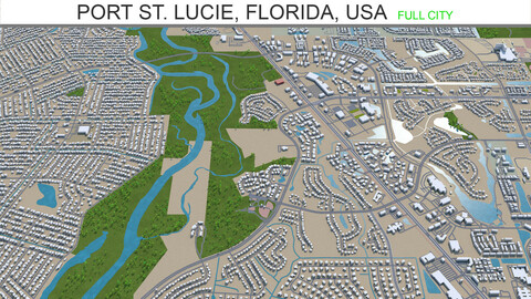 Port St. Lucie city Florida USA 3d model 30km