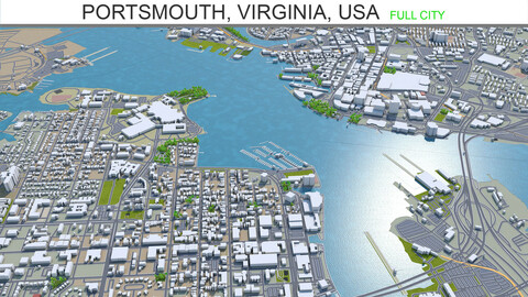 Portsmouth city Virginia USA 3d model 25km