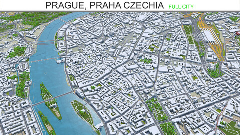 Prague city Praha Czechia 3d model 50km