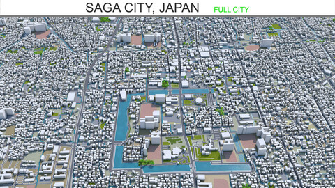 Saga City Japan 3d model 50km