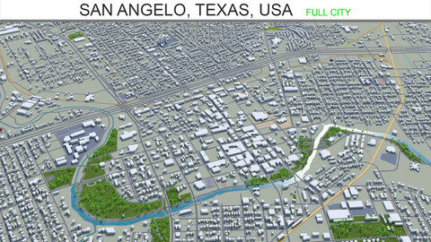 San Angelo city Texas USA 3d model 40km