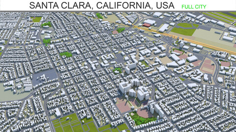 Santa Clara city California USA 3d model 20km