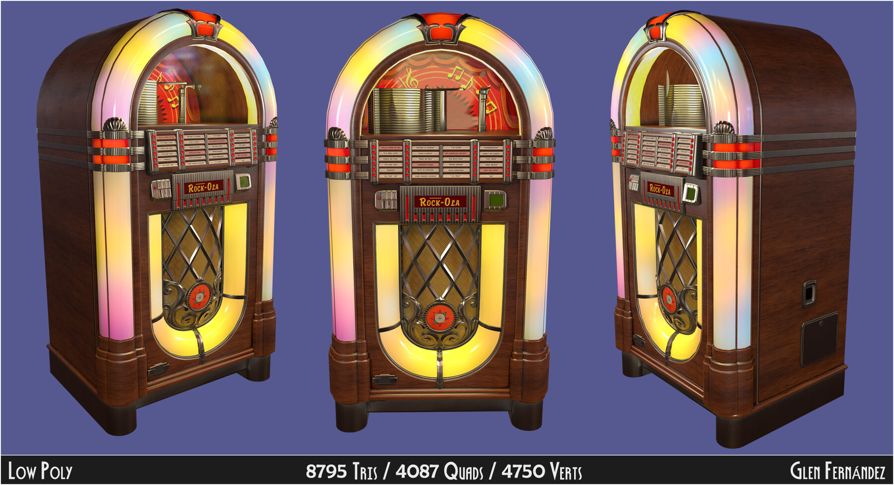 ArtStation - Classic Vintage Wooden Jukebox Rockola Low-poly 3D model ...