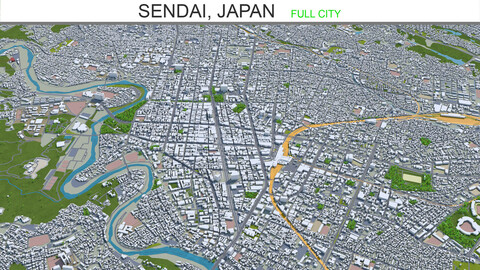 Sendai city  Japan 3d model 70km
