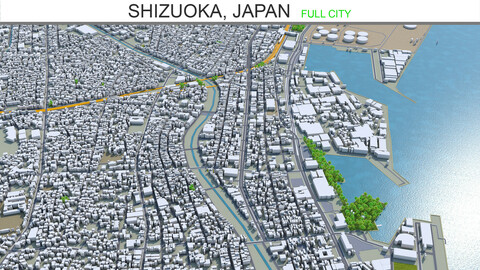 Shizuoka city Japan 3d model 90km