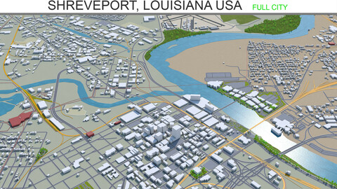 Shreveport city Louisiana USA 3d model 40km