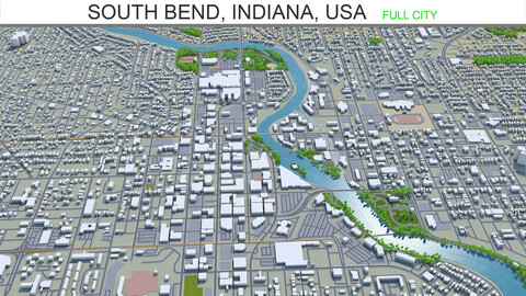 South Bend city Indiana USA 3d model 25km