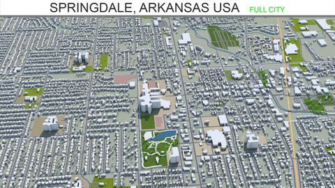 Springdale city Arkansas USA 3d model 25km