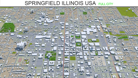 Springfield city Illinois USA 3d model 40km