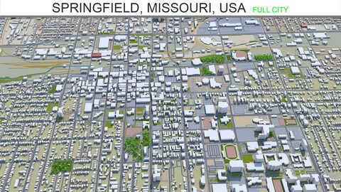 Springfield city Missouri USA 3d model 30km