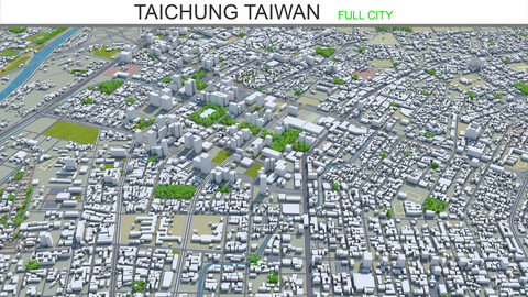 Taichung city Taiwan 3d model 120km