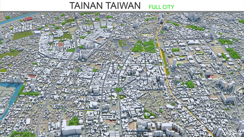 Tainan city Taiwan 3d model 50km