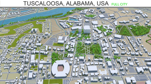 Tuscaloosa city Alabama USA 3d model 50km