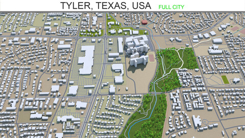 Tyler city Texas USA 3d model 35km