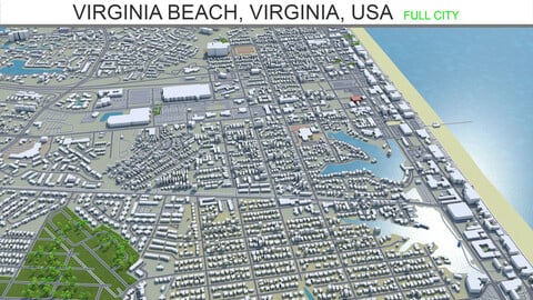 Virginia Beach city Virginia USA 3d model 60km