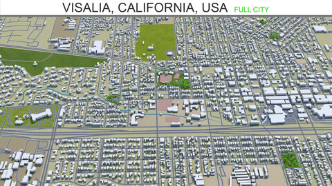 Visalia city California USA 3d model 25km