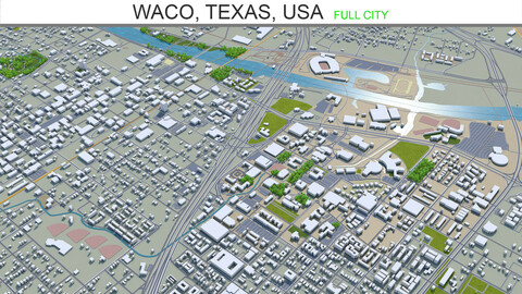 Waco city Texas USA 3d model 35km