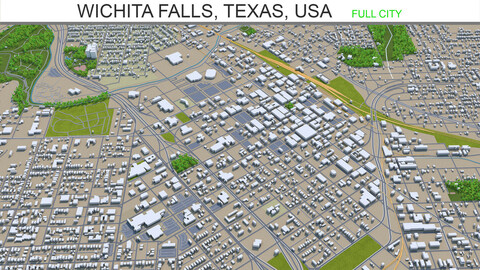 Wichita Falls city Texas USA 3d model 30km