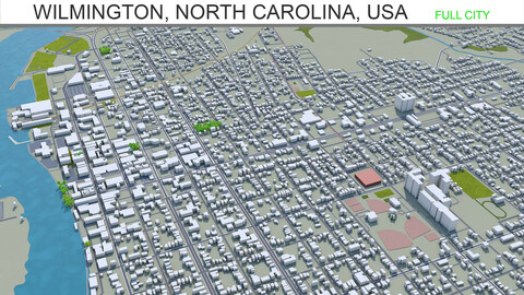 Wilmington city North Carolina USA 3d model 25km