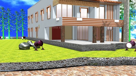 House Exterior Landscape Design 3D model