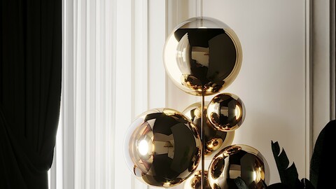 Mirror Ball Gold Stand Chandelier by Tom Dixon