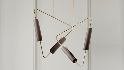 Muse Pendant by Avram Rusu Studio in Brushed Brass with Topaz Shades