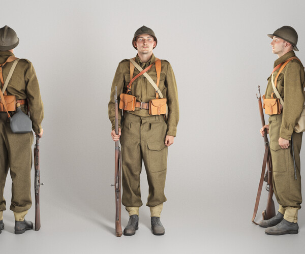 ArtStation - French infantryman character from WW2 with gun 281 | Game ...