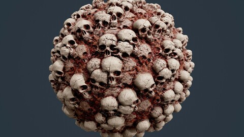 Skull Bones Horror Seamless PBR Texture 02