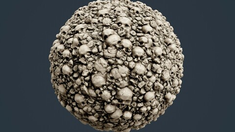 Skulls Bones Horror Seamless PBR Texture 23