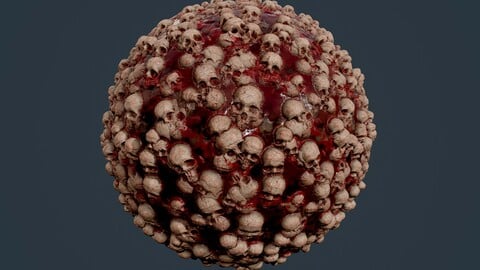 Skull Bones Horror Seamless PBR Texture 33