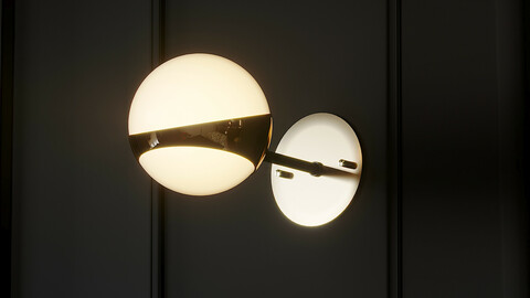 Pair of Brass and Opaline Glass Italian Sconces by Stilnovo