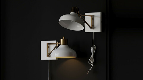 Berkeley White and Brass Plug-In or Hardwire Swing Arm Wall Sconce