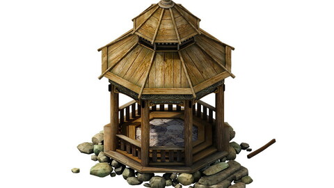 Game Model - prairie scene - wooden gazebo 01