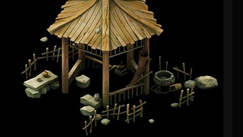 Game Model - prairie scene - wooden gazebo 02 01