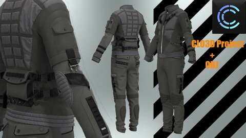 Futuristic suit ( Marvelous Desinger (Clo3D) project + obj files)