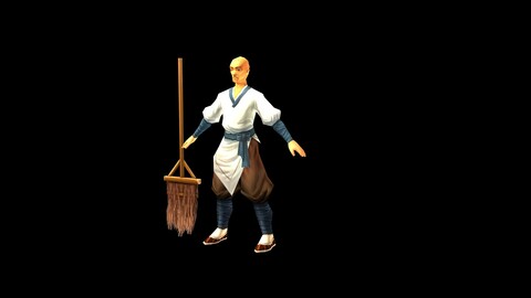 l - Taoist comprehension scene - sweeping monk 01