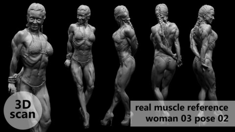 3D scan real muscleanatomy Woman03 pose 02