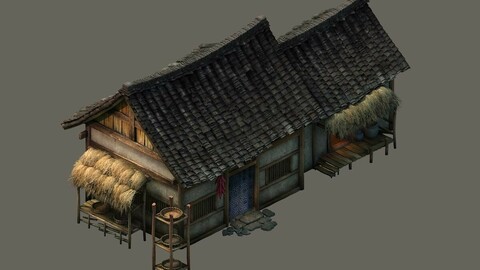 Game model - small village wooden house 01