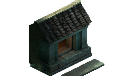 Game model - Small village wooden house 06