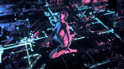 C4D Octane Scarlett Johansson Ghost in the Shell robot android Cyberpunk