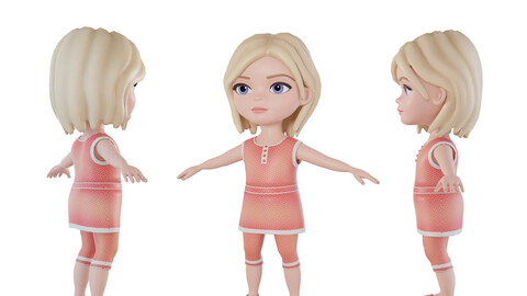 Cartoon little girl 3d character