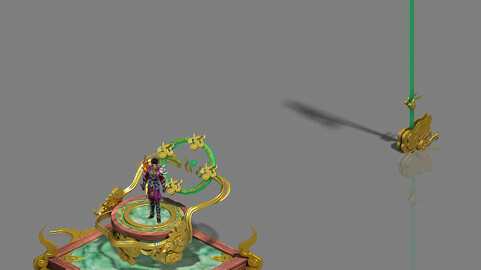 Large city square - flagpole - table
