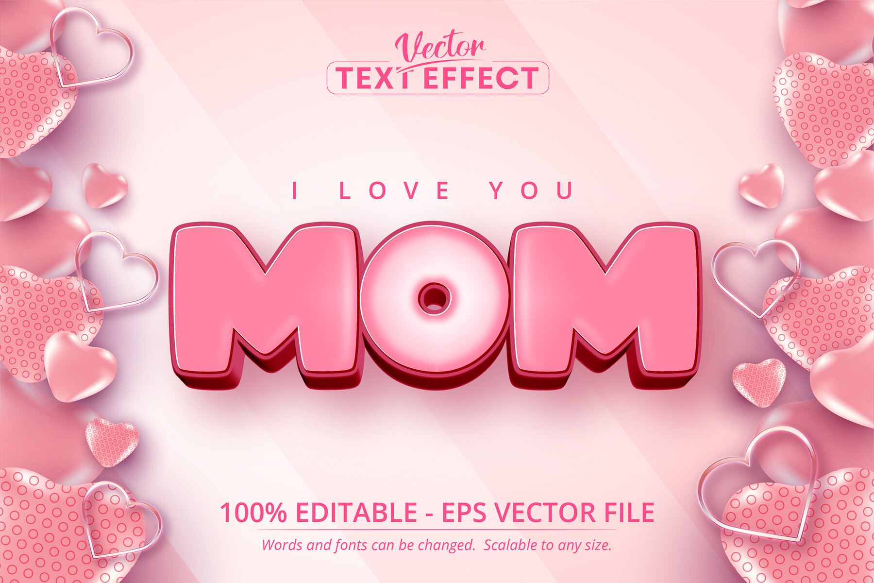 ArtStation - I love you mom text, cartoon style editable text effect on pink  color heart balloon background | Artworks